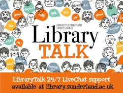 Library Talk (pictures of lots of heads with chat boxes)