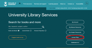 Screen shot of library homepage