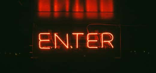 come in enter neon sign