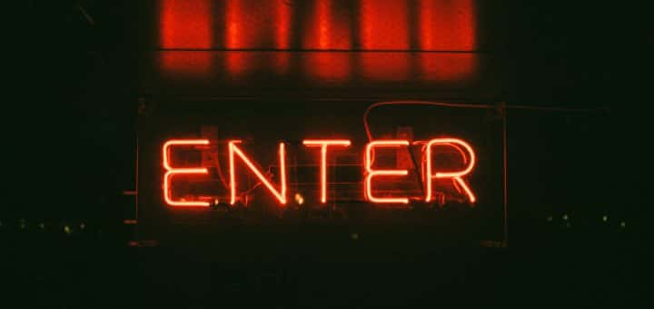 come in enter neon sign