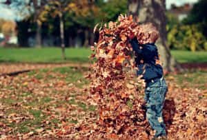 autumn playing children outdoors