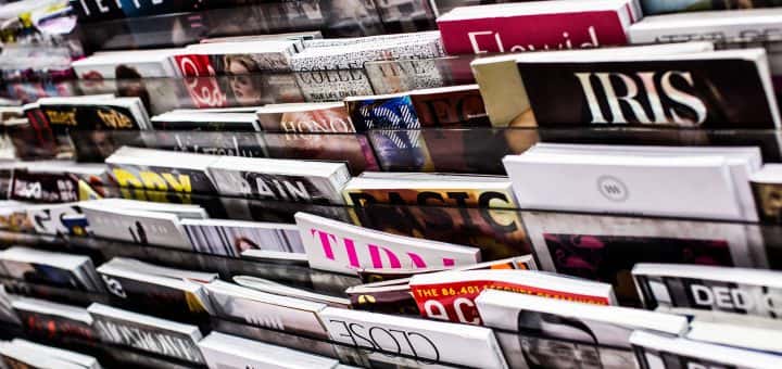 Photo of magazines on a rack