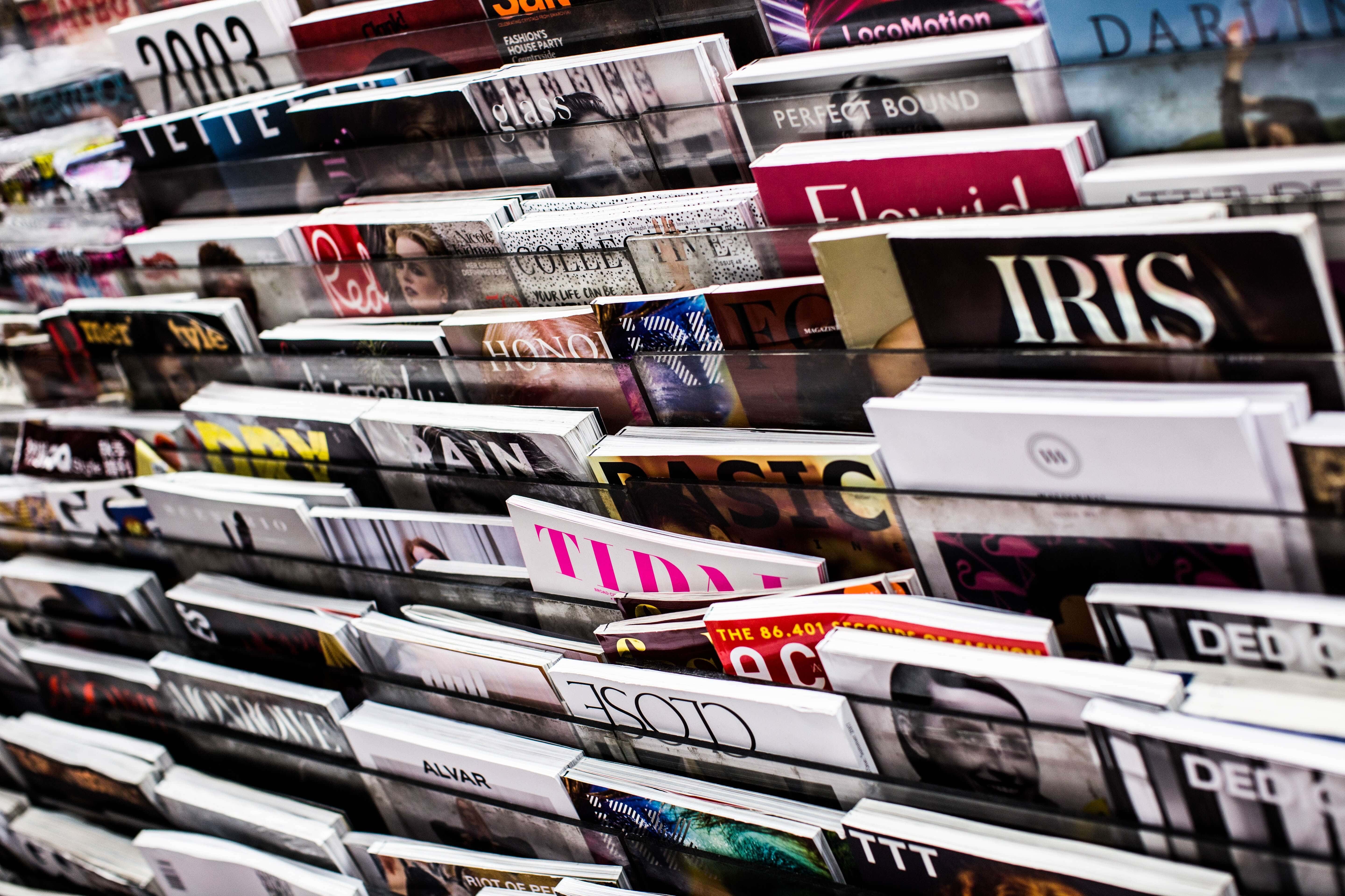 Photo of magazines on a rack