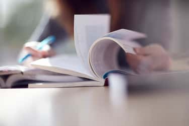 Student studying in the library