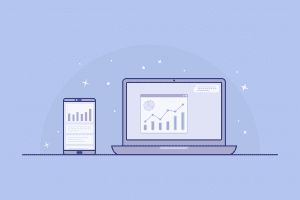 Illustration of graphs on laptop and mobile device