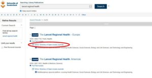 Screen shot of Journal Title search