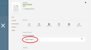 Link to access Sage Catalyst